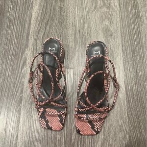 Marc Fisher Strappy Pink/Snakeskin Heels